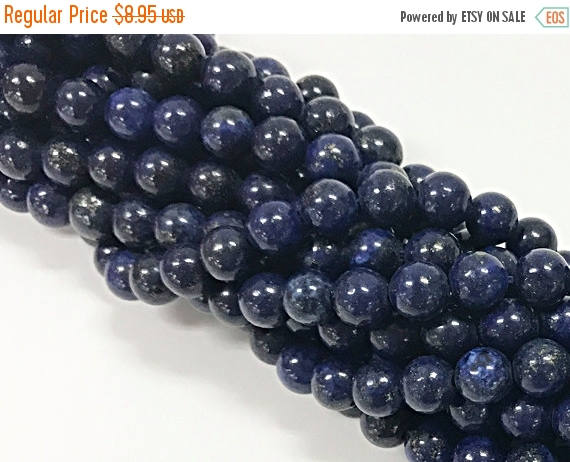 8mm Round Lapis Gemstone Beads Full 16" Strand, 50 Beads, Blue Gemstone Beads, AAA Quality - SLA103 - BeadPrism