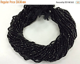 3mm Black Spinel Rondelle, Faceted Gemstone Beads Strand, jaipur Cut Full Strand 13.5 inch - SBS104 - BeadPrism