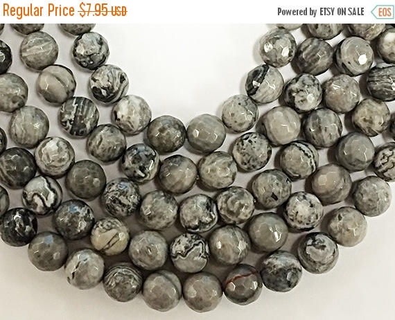 25% OFF 8mm Agate Faceted Round, Sharkskin, 15", 48 Beads, Grey gemstone Beads - SAGT348 - BeadPrism