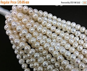 10mm Fresh Water Pearl 22 beads, 2mm Large Hole, Roundish Potato shape Cream White Pearls - FWP699 - BeadPrism