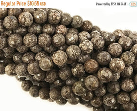 10mm Agate Faceted Round, Mountain Brown 15" 38 Beads, Brown earth tones gemstone Beads - SAGTXXC - BeadPrism