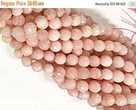 8mm Pale Dogwood Jade Round Gemstone Bead Pantone 2017 15