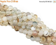 Load image into Gallery viewer, 8mm Agate Summer Mettalics Gemstone Fac. Round Bead Strand 48 Beads white cream ivory gold - SAGT262 - BeadPrism