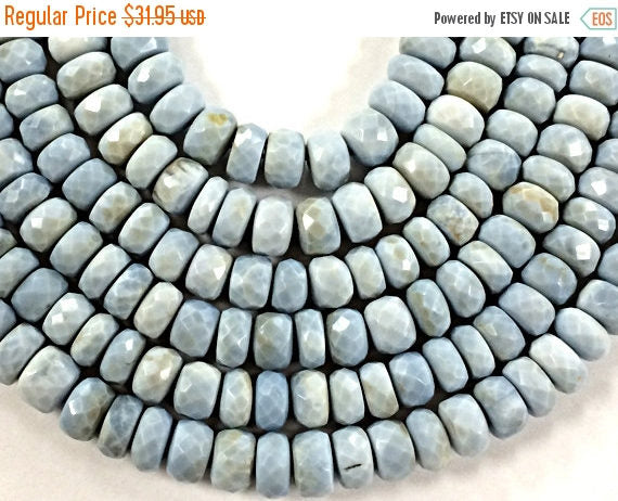 8-9mm Blue Faceted Rondelles 9" Strand 36 beads gemstones Bead size varies Jaipur Cut - SOP104 - BeadPrism