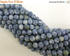 8mm Matte Indigo Blue White Agate Faceted Round Gemstone Beads, Full Strand 47 Beads - SAGT330 - BeadPrism