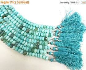 7.5mm Peruvian Opal Faceted Rondelle Gemstone Beads 8" strand 40 Beads Blue Opal Jaipur Cut - SOP109 - BeadPrism