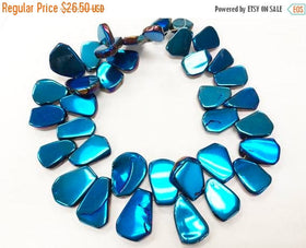 Mystic Blue Titanium Quartz Briolette Slabs, Titanium Beads, Full strand 40 beads 20-30mm - STQ103 - BeadPrism