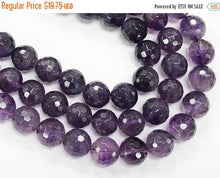 Load image into Gallery viewer, 10mm Natural Amethyst Round Beads, Faceted purple gemstones beads, full strand 41 beads - SAY103 - BeadPrism