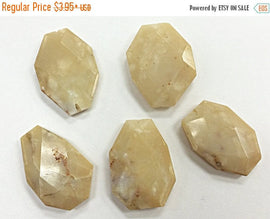Opal Faceted Focal Slab Beads, 36-39mm Vertical 1mm hole, Gemstones 1, 3, 5 pcs Jaipur Cut - S282A - BeadPrism