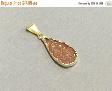 Load image into Gallery viewer, Druzy Teardrop Pendant, Natural Uruguay Amethyst 28mm, 24K gold plated edged all around small - DP19 - BeadPrism