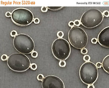 Load image into Gallery viewer, 40% OFF Bezel Connector Grey Moonstone , 925 Sterling Silver Bezel, 17x9mm Gemstone - SLB101 - BeadPrism