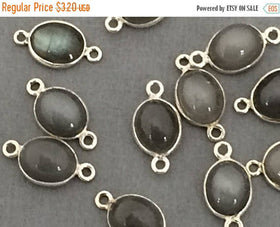 40% OFF Bezel Connector Grey Moonstone , 925 Sterling Silver Bezel, 17x9mm Gemstone - SLB101 - BeadPrism