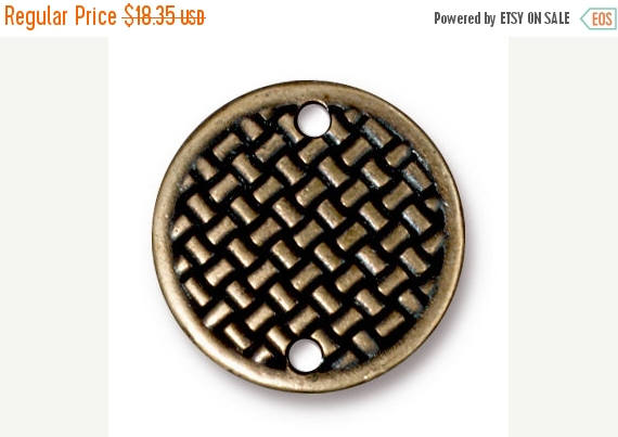 70% OFF 5 Pc Woven Disk Link 19mm Oxidized Brass TierraCast Link - P3149BO - BeadPrism