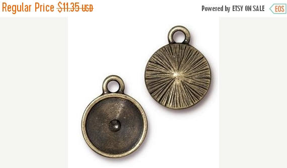 70%OFF 5Pc Rivoli Frame Charm 12mm Oxidized Brass Finish TierraCast Swarovski rivoli holder -P2311BO - BeadPrism