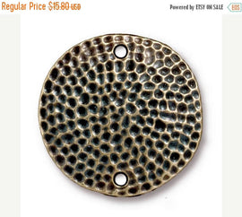 70% OFF 5 Pc Hammertone Disk Link 25mm Oxidized Brass TierraCast Link - P3148BO - BeadPrism