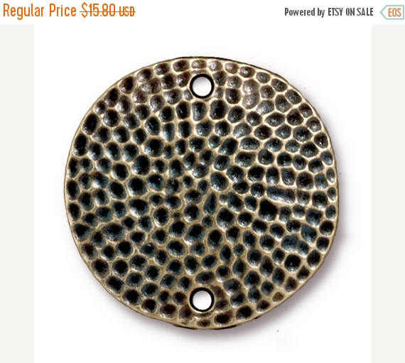 70% OFF 5 Pc Hammertone Disk Link 25mm Oxidized Brass TierraCast Link - P3148BO - BeadPrism