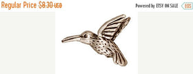 5 Pc Hummingbird Bead 18x14mm, 1.25mm hole Antique Silver Plated Tierracast  - P5518SA - BeadPrism