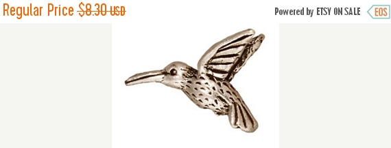 5 Pc Hummingbird Bead 18x14mm, 1.25mm hole Antique Silver Plated Tierracast  - P5518SA - BeadPrism