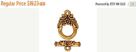 5 Sets Toggle Clasps Gold 13mm Round 17mm Bar 22K Gold Plated Tierracast Gold Toggle Clasp - P6028Ga - BeadPrism