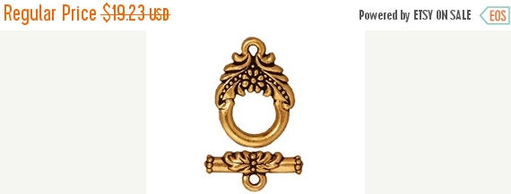 5 Sets Toggle Clasps Gold 13mm Round 17mm Bar 22K Gold Plated Tierracast Gold Toggle Clasp - P6028Ga - BeadPrism
