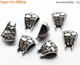 10 pc Silver bails, 2 double loops for necklace, jewelry bails, Silver Jewelry Bails - PBF095 - BeadPrism