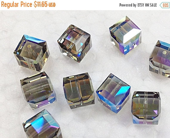 70% OFF 12 Pcs Swarovski 6mm Black Diamond AB Cubes - 5601-6BdiaAB - BeadPrism