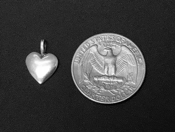 Heart Charm Sterling Silver 16mm, valentine charms, romantic charms Puffed Heart charms - SP111 - BeadPrism