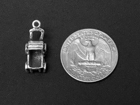 Baby Carriage Charm Sterling Silver 15mm, baby charms, mom charms, Baby Carriage charms - SP116 - BeadPrism