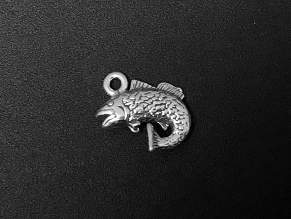 Fish Charm Sterling Silver 14mm, animal charms, fish charms, bass fish charms - SP125 - BeadPrism