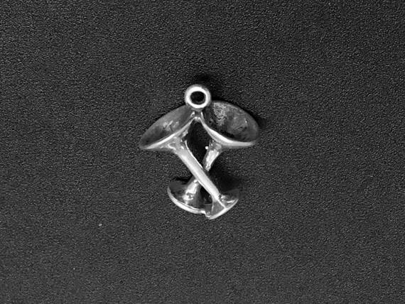 Wine Glass Charm Sterling Silver 19mm, Wine Charm, Wedding Charms, Crossed Wine Glass charms - SP132 - BeadPrism