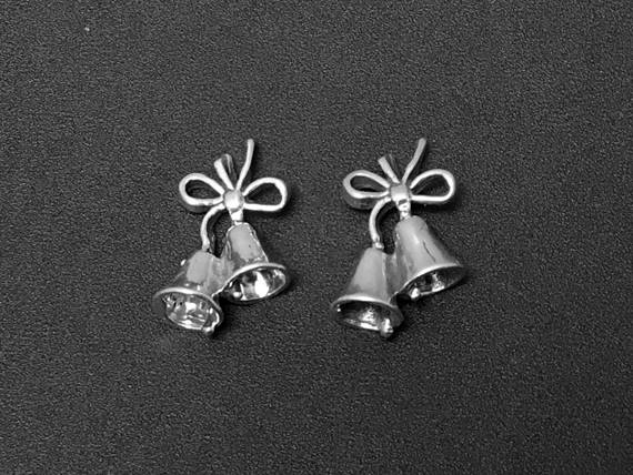 Bells Charm Sterling Silver 15mm, valentine charms, love charms, Wedding Bells charms - SP134 - BeadPrism