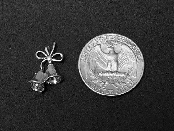 Bells Charm Sterling Silver 15mm, valentine charms, love charms, Wedding Bells charms - SP134 - BeadPrism