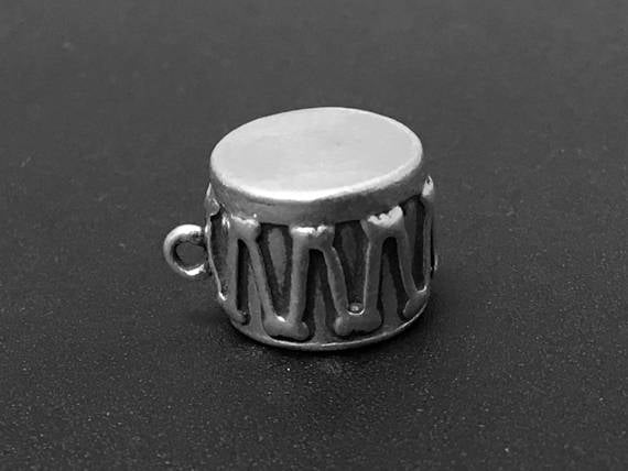 Drum Charm Sterling Silver 15.5mm, music charms, Music instrument charms, Drum Charms - SP144 - BeadPrism