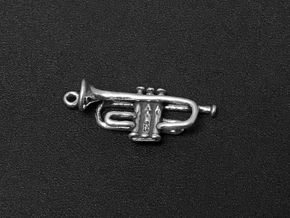 Cornet Charm Sterling Silver 25mm, music charms, band charms, Cornet Charms - SP146 - BeadPrism
