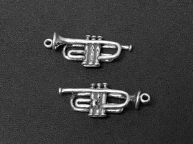 Cornet Charm Sterling Silver 25mm, music charms, band charms, Cornet Charms - SP146 - BeadPrism