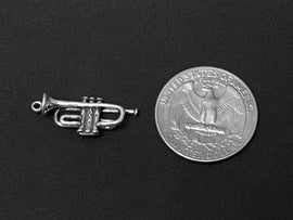 Cornet Charm Sterling Silver 25mm, music charms, band charms, Cornet Charms - SP146 - BeadPrism