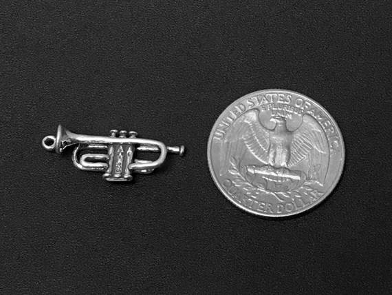 Cornet Charm Sterling Silver 25mm, music charms, band charms, Cornet Charms - SP146 - BeadPrism