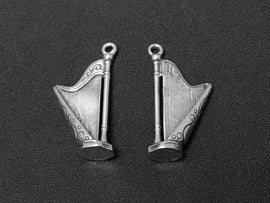 Harp Charm Sterling Silver 26mm, music charms, musical instrument charms, Orchestra Charms  SP150 - BeadPrism