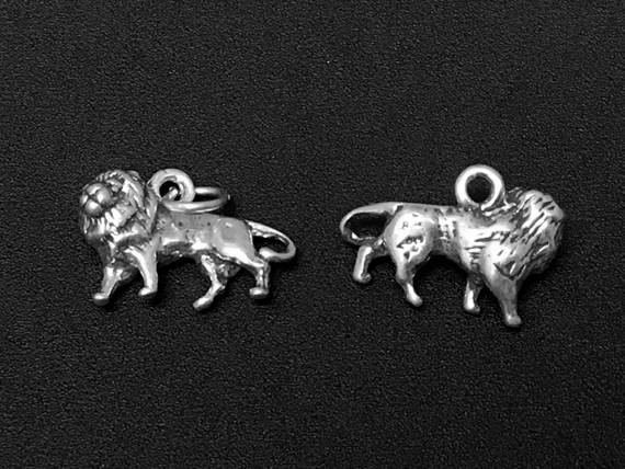 Lion Charm Sterling Silver 11.5mm, Cat charms, Animal charms, Lion charms - SP166 - BeadPrism