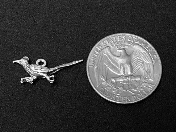 Road Runner Charm Sterling Silver 12mm, Animal charms, Road Runner charms - SP161 - BeadPrism