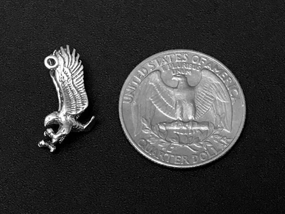 Eagle Charm Sterling Silver 20mm, Animal charms, American Charms, Eagle charms - SP162 - BeadPrism