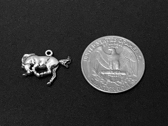 Horse Charm Sterling Silver 14mm, Bucking Bronco Charms, Animal charm, Bucking Bronco charms - SP160 - BeadPrism