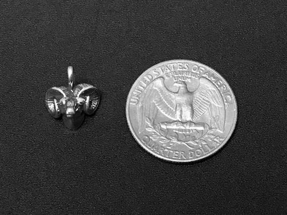Ram Head Charm Sterling Silver 15mm, Ram Charms, Capricorn Charms, Ram Head Mascot charms - SP159 - BeadPrism