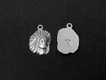 Load image into Gallery viewer, Indian Head Charm Sterling Silver 16.5mm, Indian Charms, Tribal charms, Indian Head charms - SP156 - BeadPrism