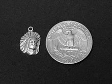 Load image into Gallery viewer, Indian Head Charm Sterling Silver 16.5mm, Indian Charms, Tribal charms, Indian Head charms - SP156 - BeadPrism