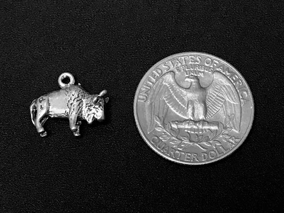 Buffalo Charm Sterling Silver 14mm, Buffalo charms, Animal charms, Buffalo charms - SP153 - BeadPrism