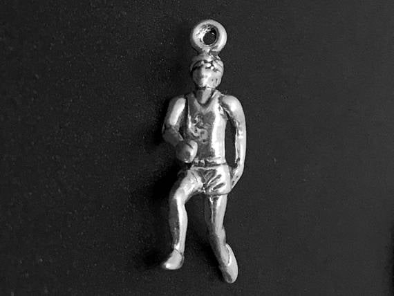Male Runner Charm Sterling Silver 24mm, Marathon Charms, Sports Charms, Male Runner charms - SP172 - BeadPrism