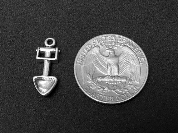 Hand Shovel Charm Sterling Silver 21mm, Garden Charms, Farm Charms, Hand Shovel charms - SP179 - BeadPrism