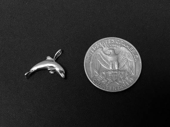 Dolphin Charm Sterling Silver 15mm, Animal charms, Sea Charms, Dolphin charms - SP185 - BeadPrism