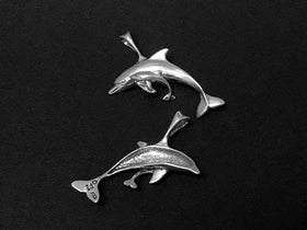 Dolphins Charm Sterling Silver 20mm, Adult and Baby Dolphin Charms, Dolphin charms - SP187 - BeadPrism